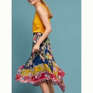Anthropologie Leora Floral asymmetrical skirt